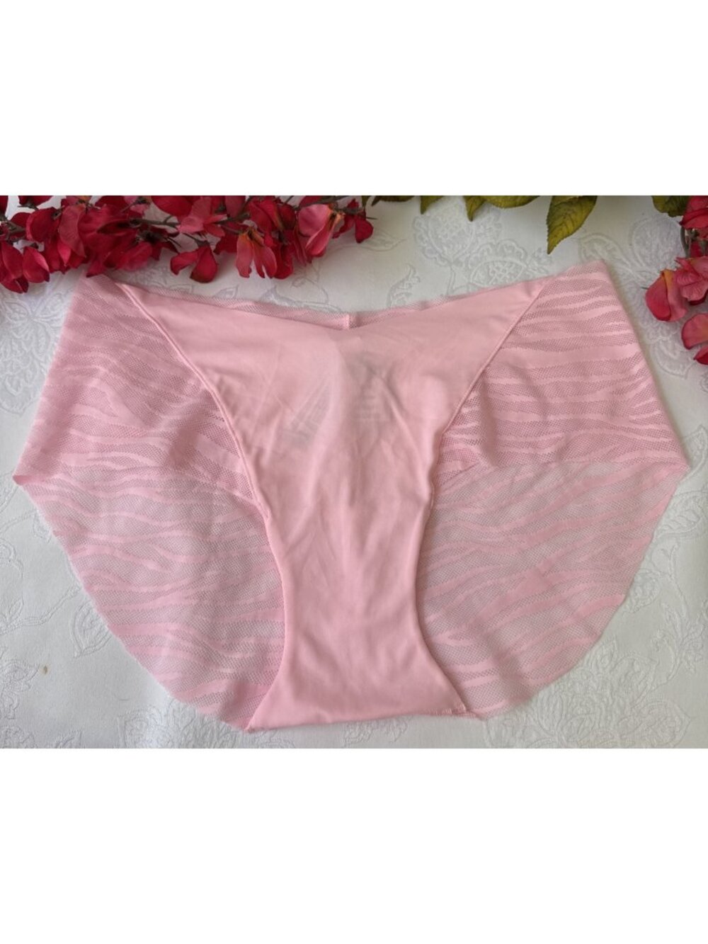 PINK VICTORIA'S SECRET M HIPHUGGER HIPSTER SILKY PANEL ZEBRA BACK PANTIES NWT